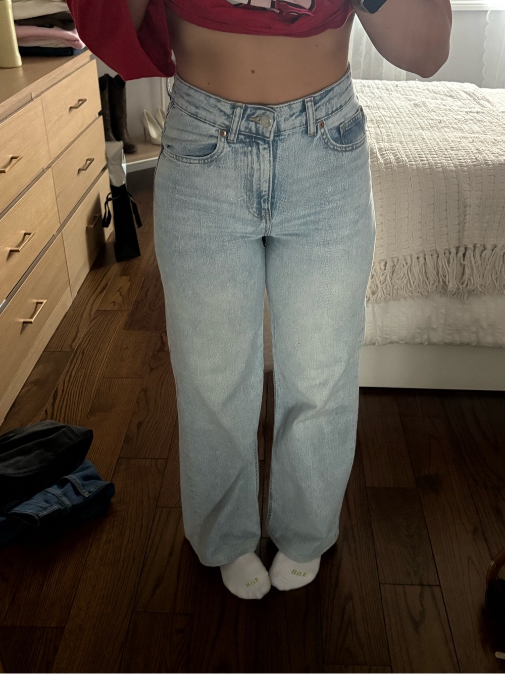H&M Light Blue High-Rise Straight Leg Jeans